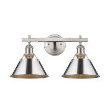 Golden 3306-BA2 PW-CH - Yep by Golden Lighting Orwell 2-light Vanity in Pewter and Chrome shade